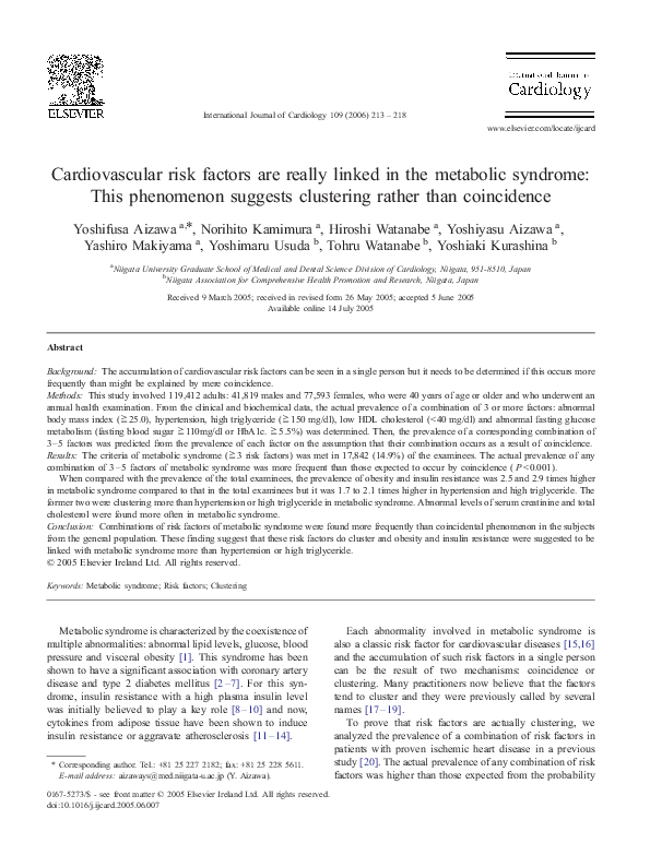 (PDF) Cardiovascular risk factors are really linked in the metabolic ...
