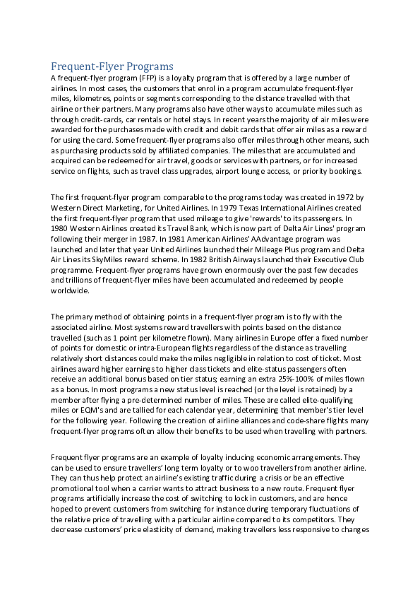 (PDF) Frequent-Flyer Programs