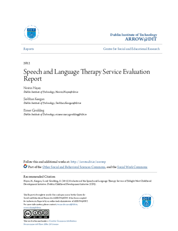 (PDF) Speech and Language Therapy Service Evaluation Report