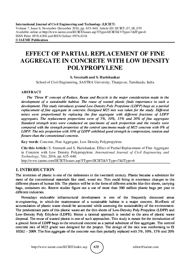 (PDF) EFFECT OF PARTIAL REPLACEMENT OF FINE AGGREGATE IN CONCRETE WITH ...