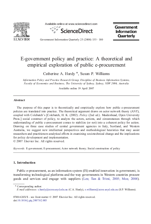 (PDF) E-government policy and practice: A theoretical and empirical ...