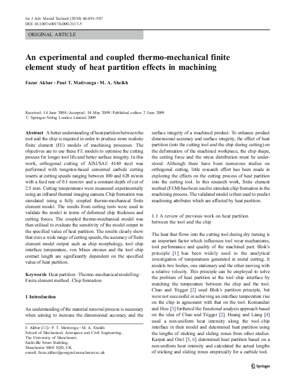 (PDF) An experimental and coupled thermo-mechanical finite element ...