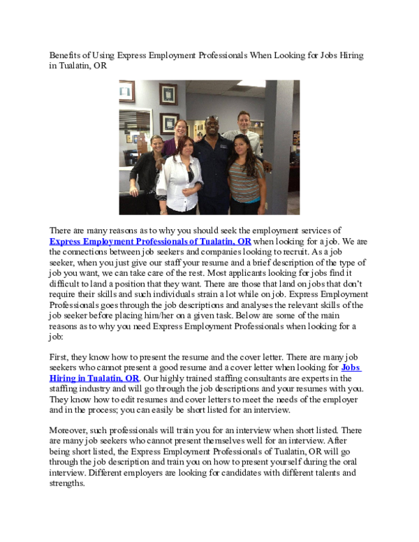 (DOC) Benefits of Using Express Employment Professionals When Looking