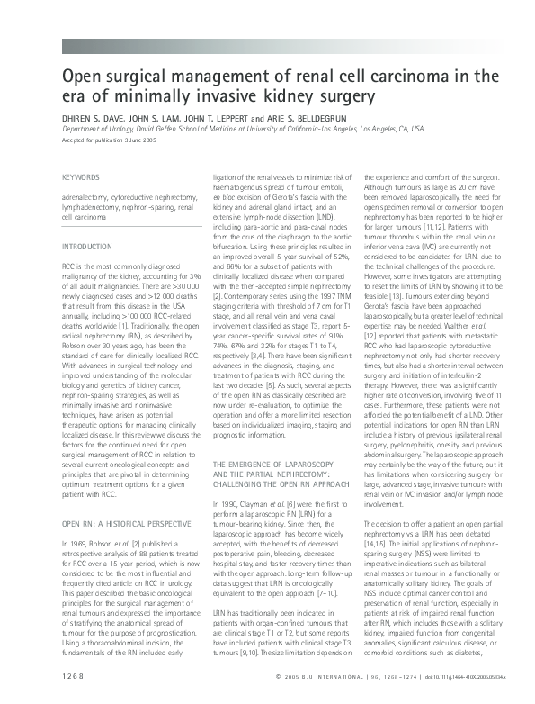 (PDF) Open surgical management of renal cell carcinoma in the era of ...