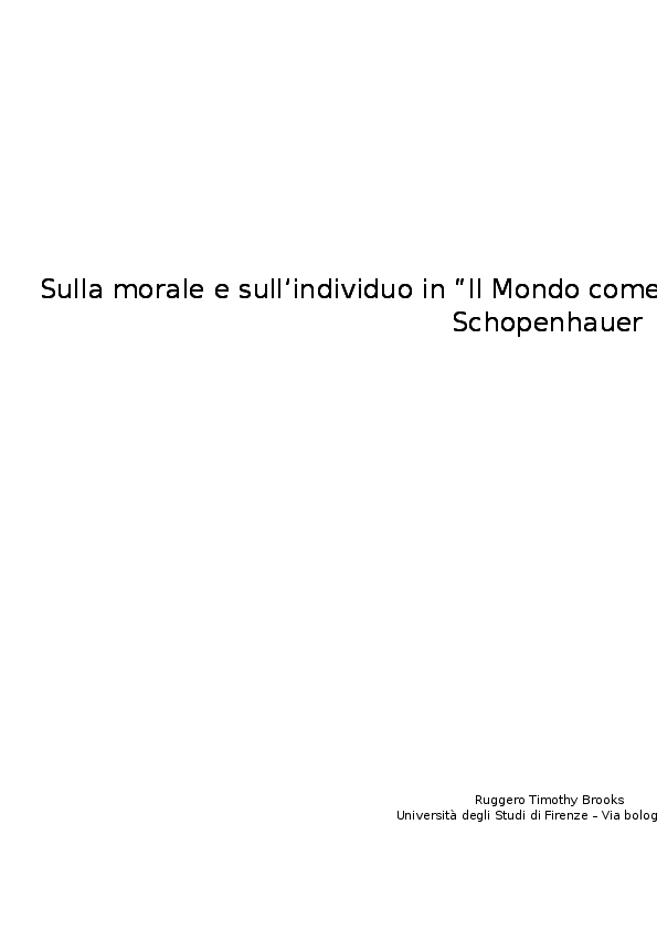 (DOC) Il mondo come volontà e rappresentazione RUGGERO TIMOTHY BROOKS Academia.edu (DOC) Il mondo come volontà e rappresentazione RUGGERO TIMOTHY BROOKS Academia.edu