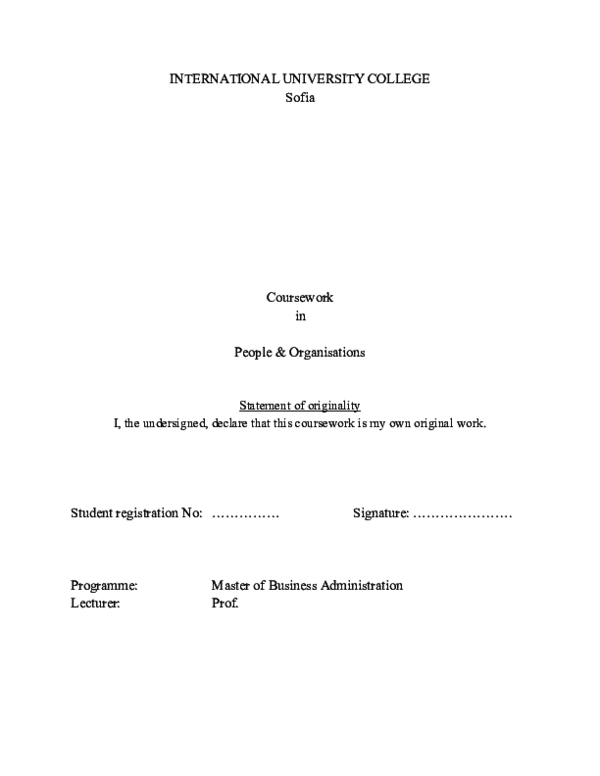 (DOC) Coursework in Organisational Behaviour
