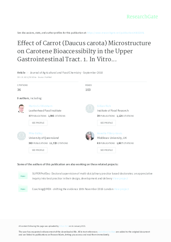 (PDF) Effect of Carrot (Daucus carota) Microstructure on Carotene