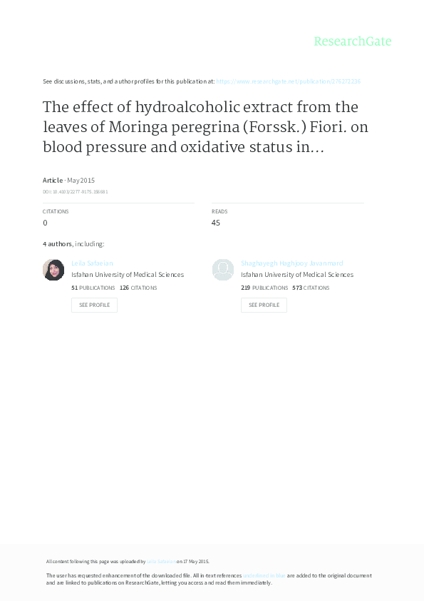 (PDF) The effect of hydroalcoholic extract from the leaves of Moringa ...