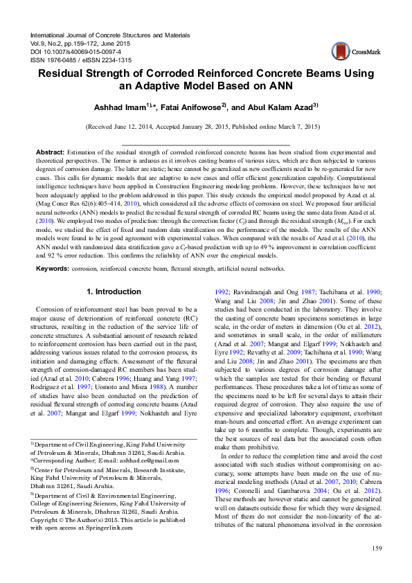 (PDF) Residual Strength of Corroded Reinforced Concrete Beams Using an ...