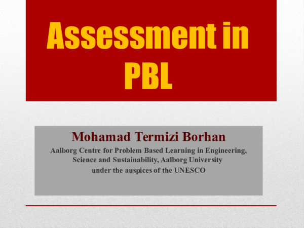 (PPT) Assessment in PBL