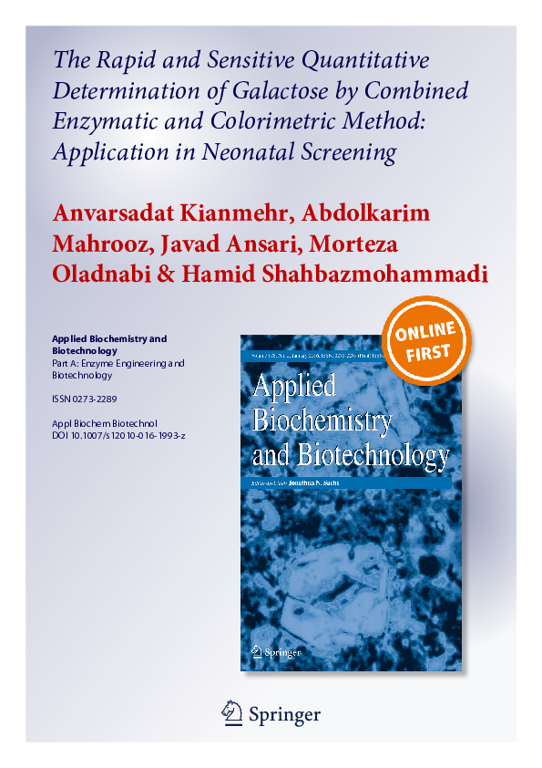 (PDF) The Rapid and Sensitive Quantitative Determination of Galactose ...