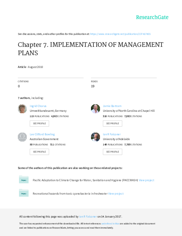 (PDF) Chapter 7. IMPLEMENTATION OF MANAGEMENT PLANS