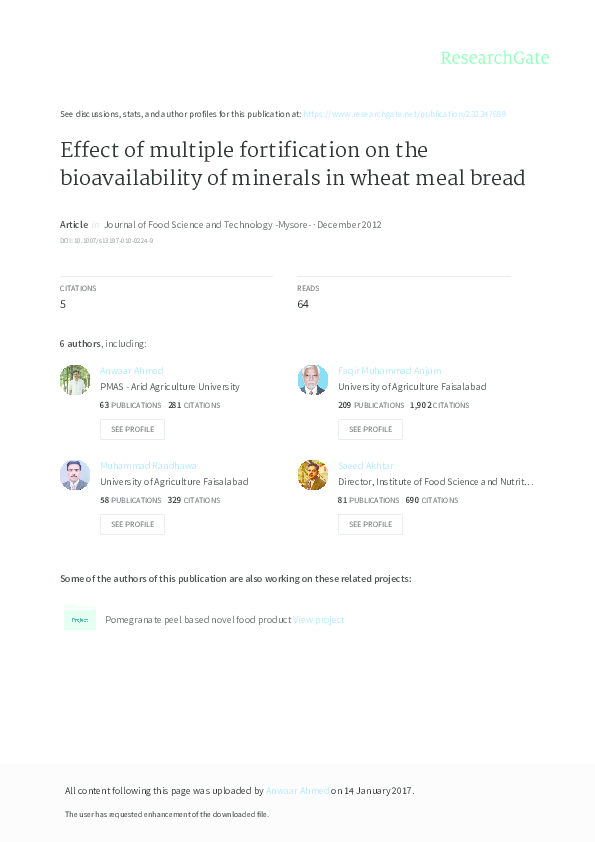 (PDF) Effect of multiple fortification on the bioavailability of ...