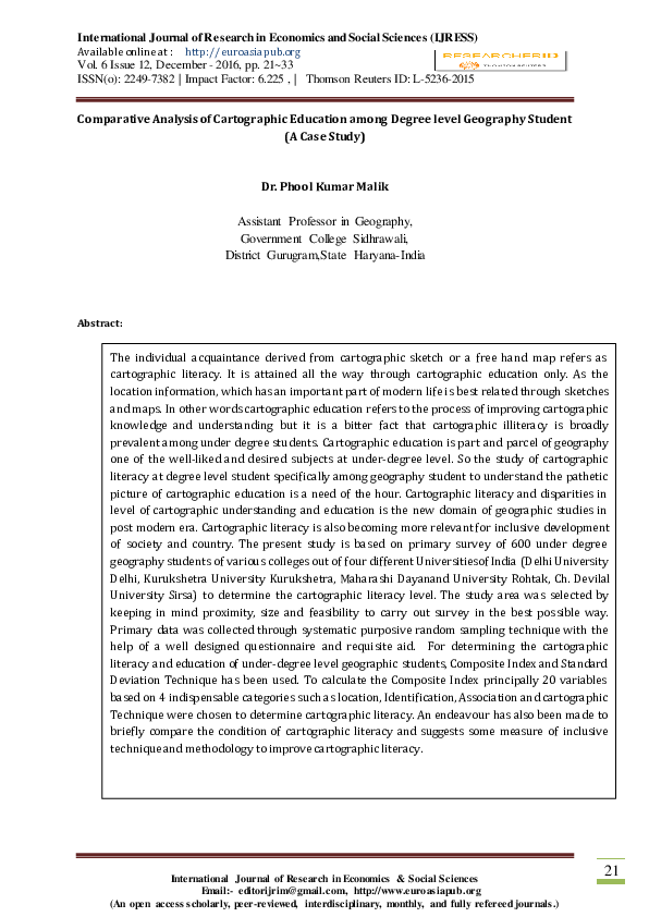(PDF) Comparative Analysis of Cartographic Education among Degree level 