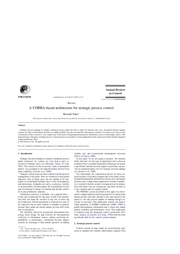 (PDF) A CORBA-based architecture for strategic process control