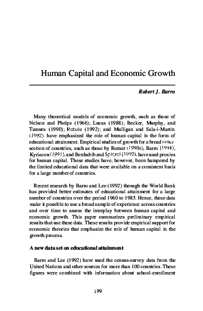 (PDF) Human capital and economic growth