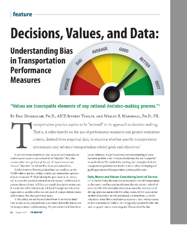 (PDF) Decisions, Value, and Date: Understanding Bias in Transportation ...