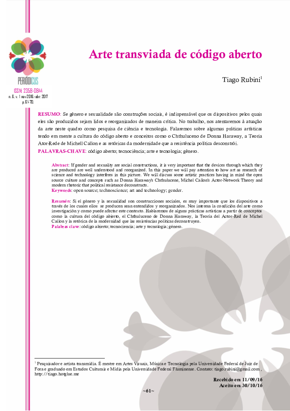 (PDF) Arte transviada de código aberto