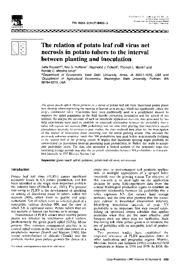 (PDF) The relation of potato leaf roll virus net necrosis in potato