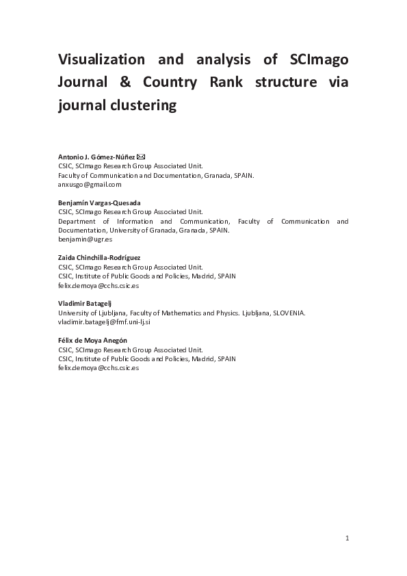 (PDF) Visualization and analysis of SCImago Journal & Country Rank
