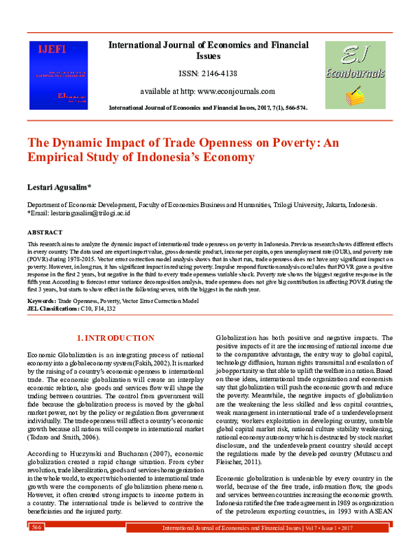 (PDF) The Dynamic Impact of Trade Openness on Poverty: An Empirical ...