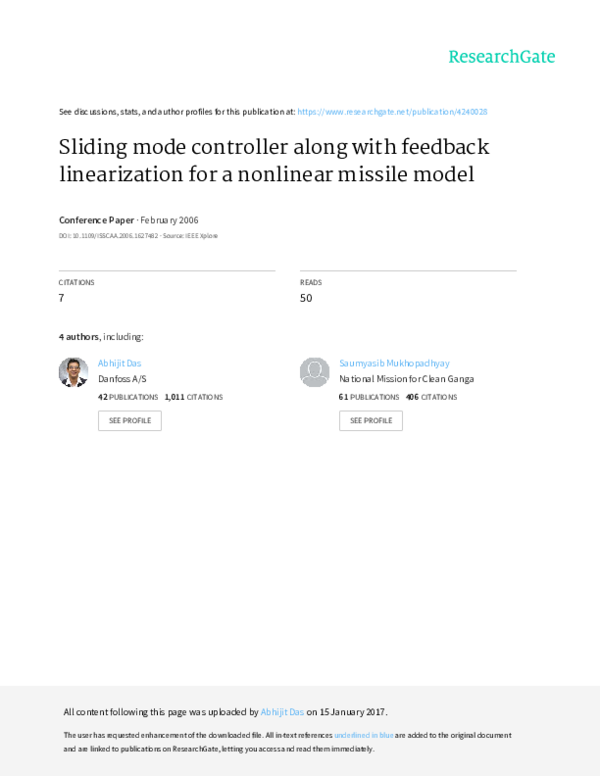 (PDF) Sliding mode controller along with feedback linearization for a ...