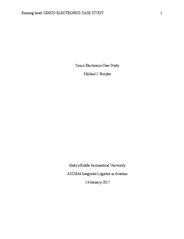 (DOC) Senco Electronics Case Study Michael Broyles Academia.edu