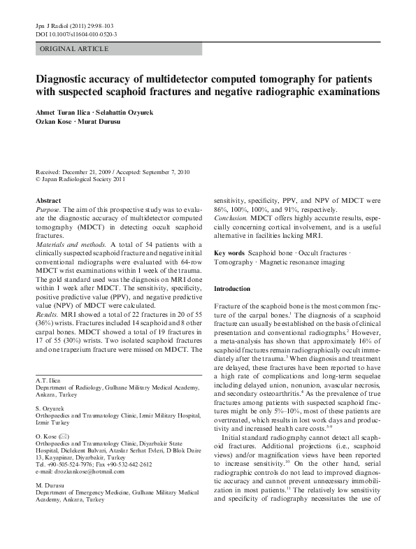 (PDF) Diagnostic accuracy of multidetector computed tomography for ...