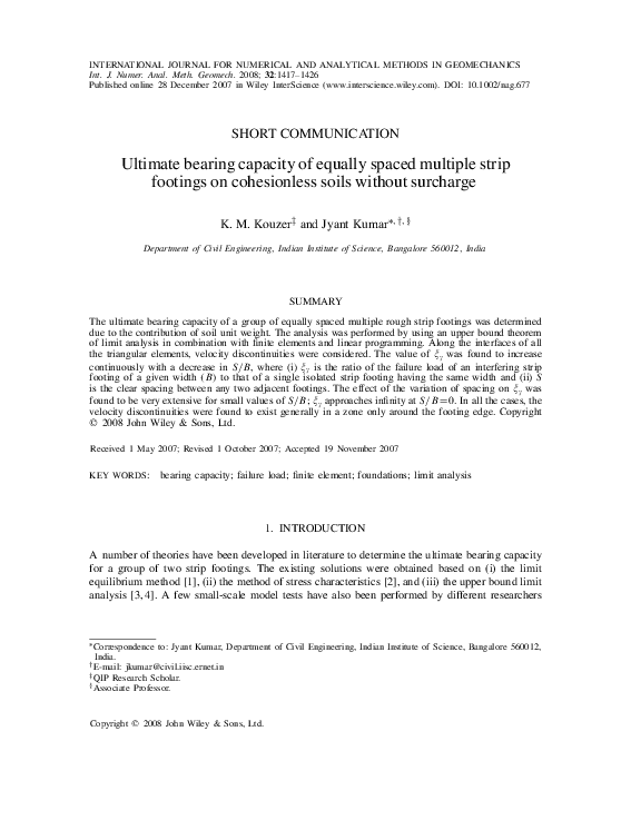 (PDF) Ultimate bearing capacity of equally spaced multiple strip ...