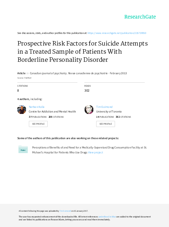 (PDF) Prospective risk factors for suicide attempts in borderline ...