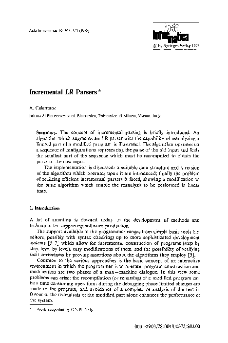(PDF) Incremental LR parsers