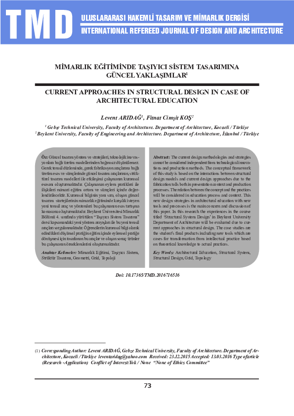 (PDF) CURRENT APPROACHES IN STRUCTURAL DESIGN IN CASE OF ARCHITECTURAL ...