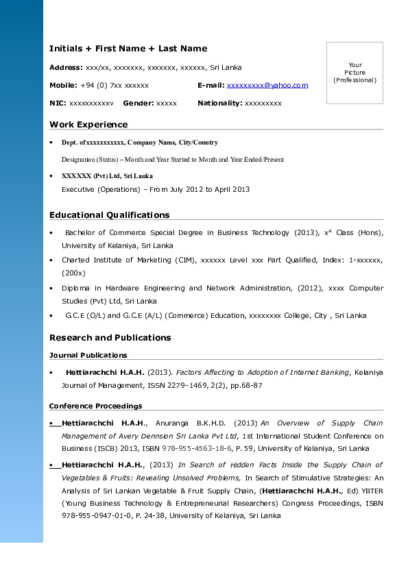 (DOC) Effective_CV_Template Harshaka Hettiarachchi Academia.edu