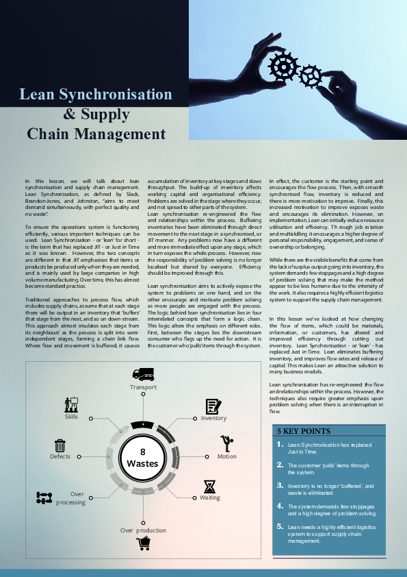(PDF) Lean synchornisatiom and supply chain management