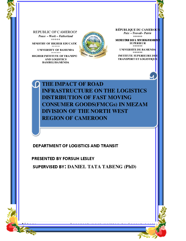 (PDF) THE IMPACT OF ROAD INFRASTRUCTURE ON LOGISTICS DISTRIBUTION IN ...