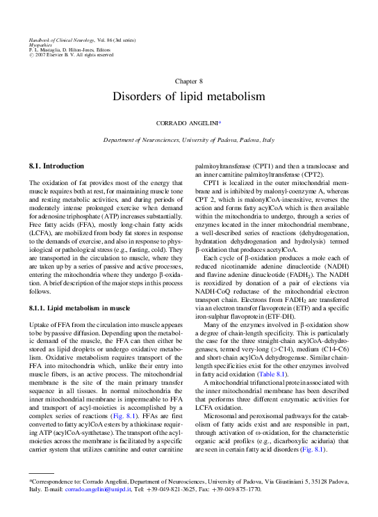 (PDF) Disorders of lipid metabolism