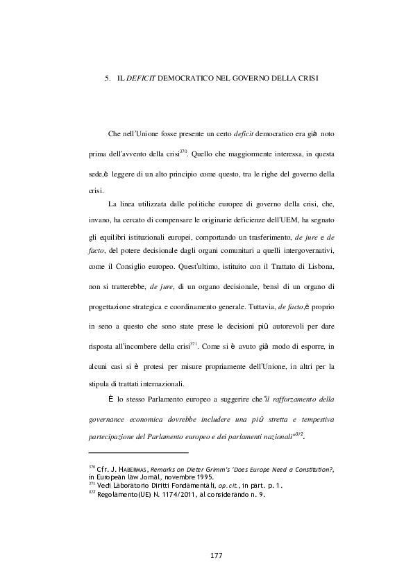 (PDF) Il deficit democratico nel governo della crisi in La crisi del