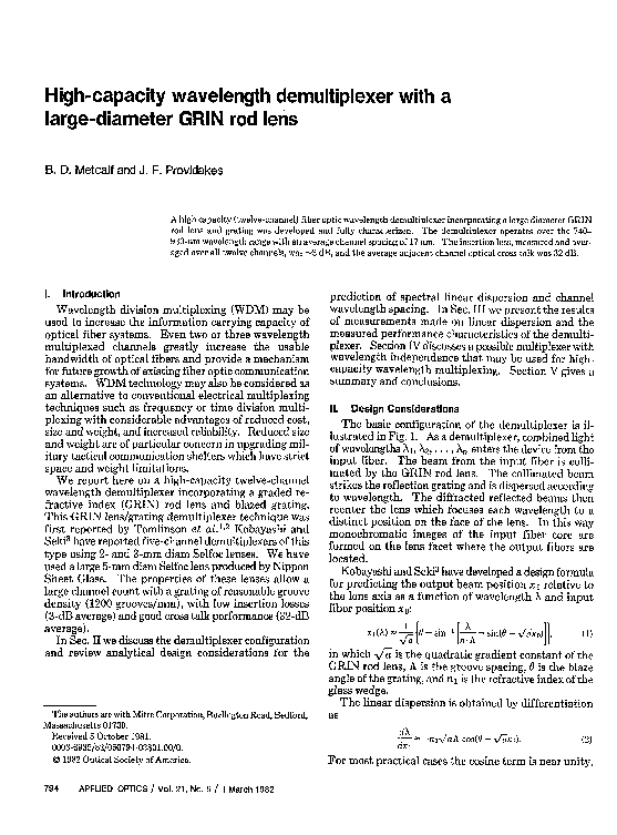 (PDF) High-capacity wavelength demultiplexer with a large-diameter GRIN ...