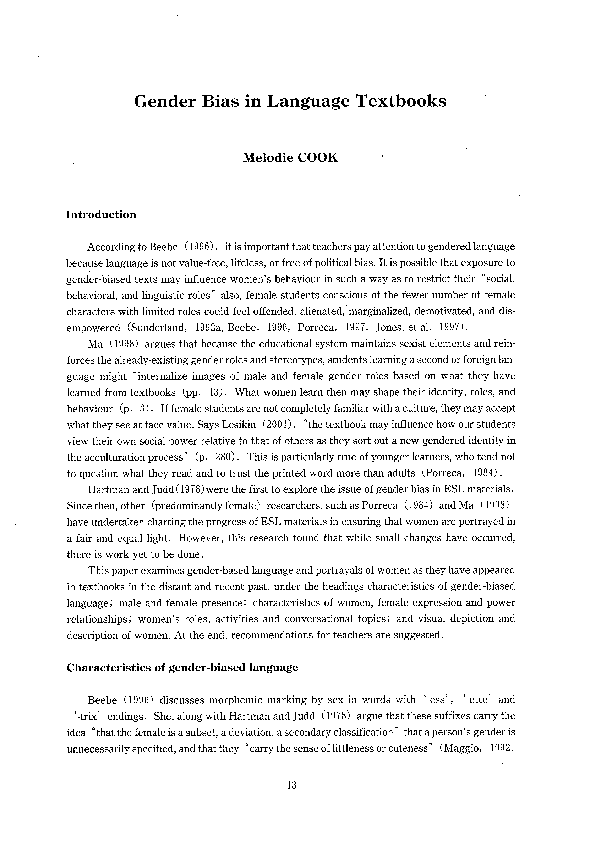 (PDF) Gender Bias in Language Textbooks