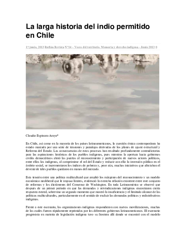 (PDF) La larga historia del indio permitido en Chile
