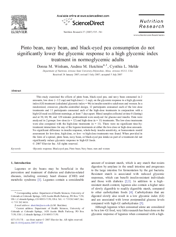 (PDF) Pinto bean, navy bean, and blackeyed pea consumption do not