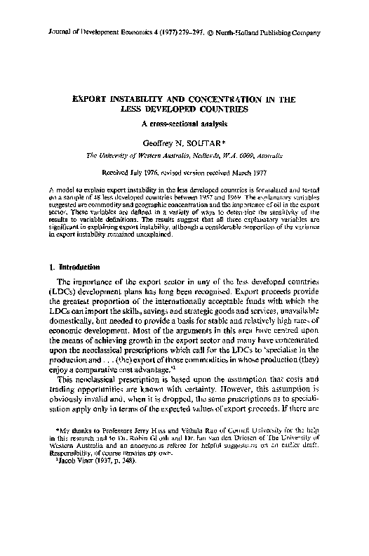 (PDF) Export instability and concentration in the less developed ...