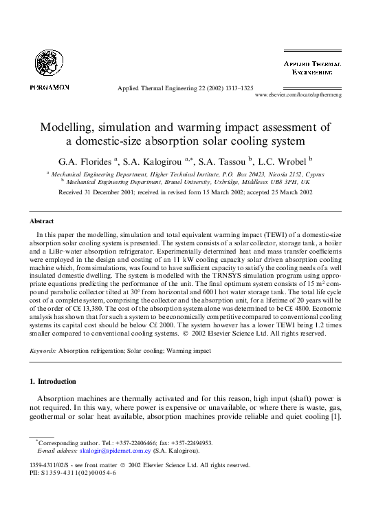 (PDF) Modelling, simulation and warming impact assessment of a domestic ...