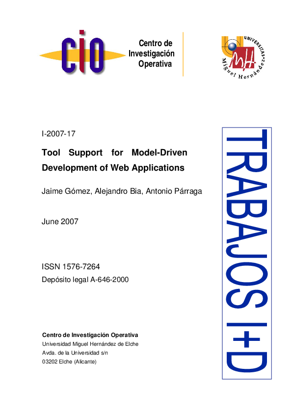 (PDF) Tool support for model-driven development of web applications
