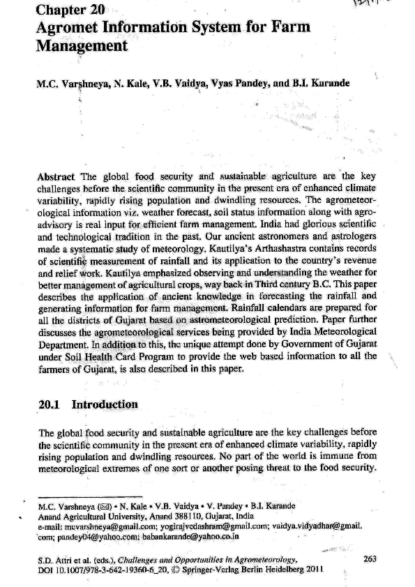 (PDF) Agromet Information System for Farm Management