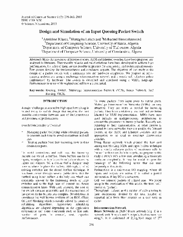 (PDF) Design and Simulation of an Input Queuing Packet Switch