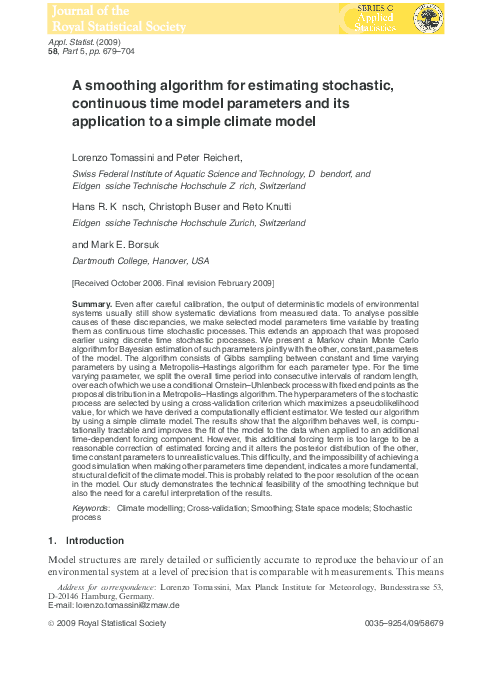 (PDF) A smoothing algorithm for estimating stochastic, continuous time ...