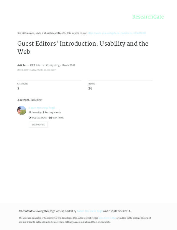 Guest Editors' Introduction: Usability and the Web