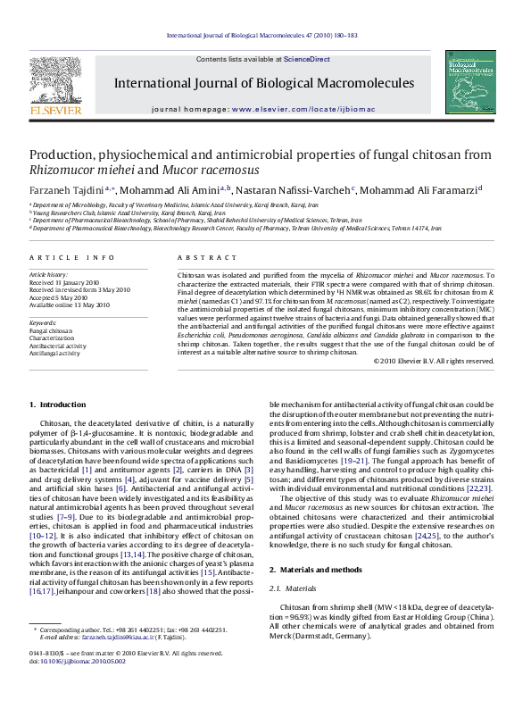(PDF) Production, physiochemical and antimicrobial properties of fungal ...