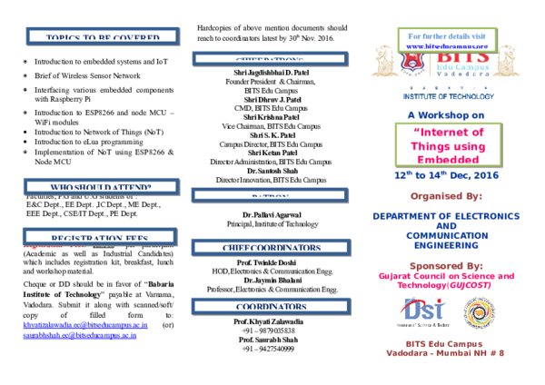 Introduction to embedded systems and IoT Brief of Wireless Sensor ...